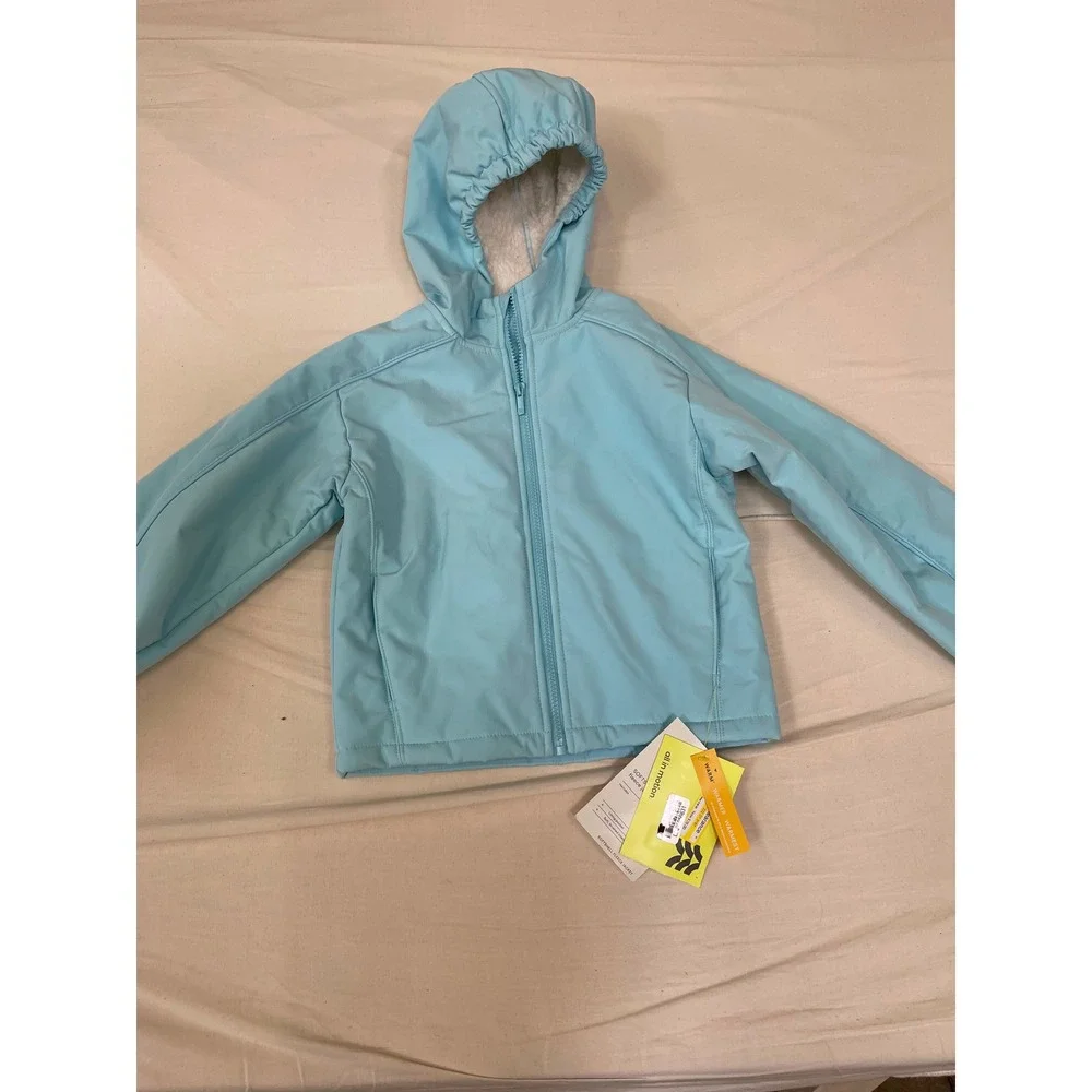 All In Motion Kids Blue Softshell Fleece Hooded Jacket Size S 6/7 NWT